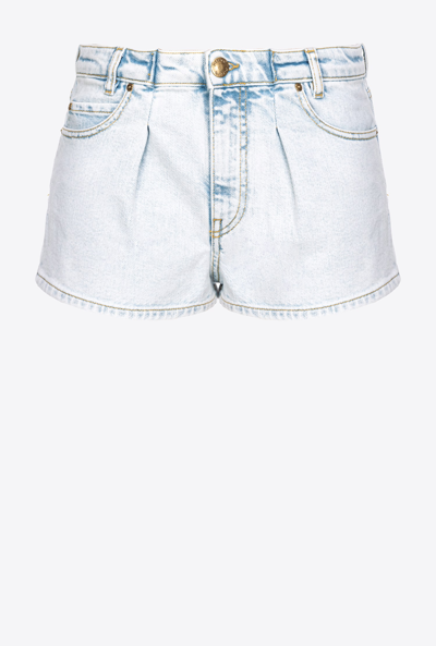 Pinko Light-coloured Denim Shorts In Délavage Moonwash