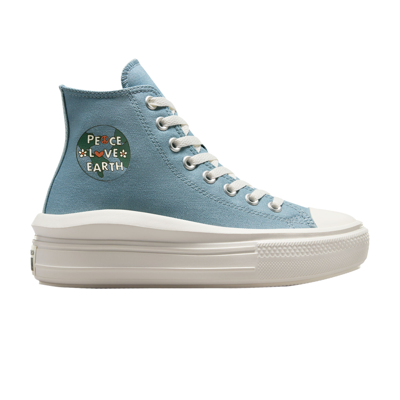 Pre-owned Converse Wmns Chuck Taylor All Star Move Platform High 'peace, Love, Earth' In Blue