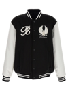 Balmain Embroidered Badges Satined Varsity Casual Jackets, Parka White/black In White/black