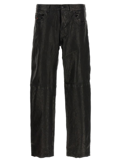 Diesel P-macs-lth Straight-leg Leather Trousers In Black