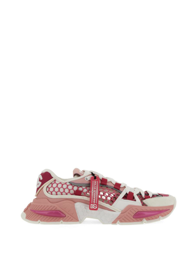 Dolce & Gabbana Airmaster Sneaker In Material Mix In Pink
