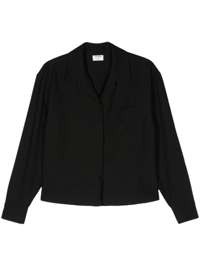 Filippa K Sourced Crepe Cropped Shirt Clothing In Black
