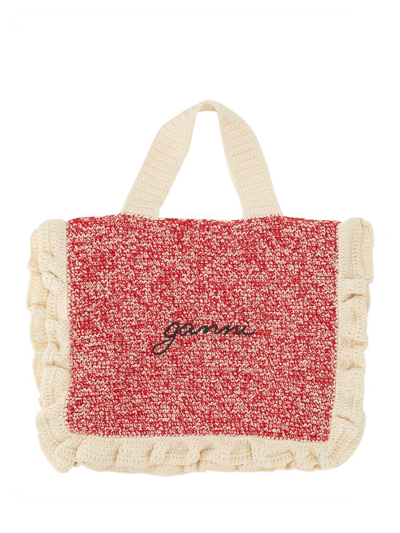 Ganni Bag With Logo In Red