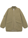 Ganni Oversized Multiple-pocket Bomber Jacket In Aloe