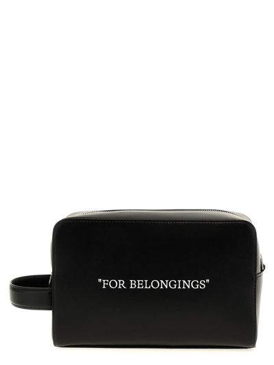 Off-white Quote Bookish Toiletry Pouch In Black