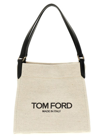 Tom Ford 'amalfi Medium' Shopping Bag In White/black