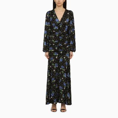 Rotate Birger Christensen Viscose Floral Dress In Black