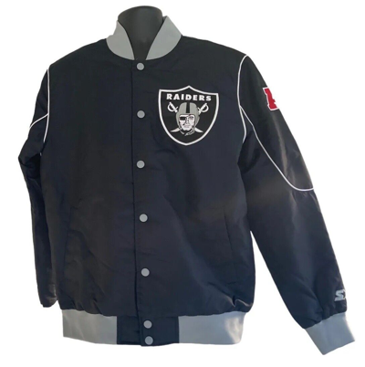 Pre-owned Starter Las Vegas Raiders Full Snap Black Jacket