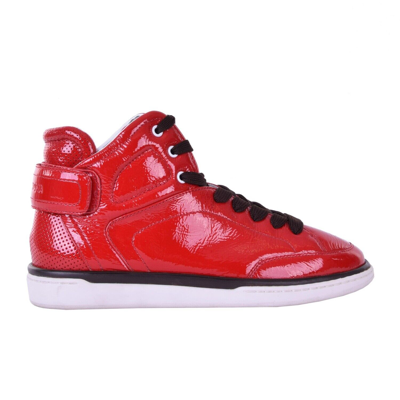 Pre-owned Dolce & Gabbana Patent Leather High-top Sneaker Shoes Usler Red 05922
