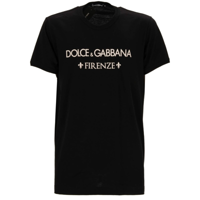 Pre-owned Dolce & Gabbana Cotton T-shirt Dg Firenze Fleur-de-lys Logo Black 56 Xxl 13363