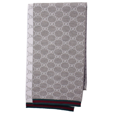 Pre-owned Gucci Brand  Mens Gg Beige Stole Wool 100% 23cmx180cm 325806