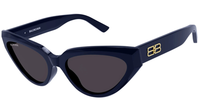 Pre-owned Balenciaga Cat Eye Sunglasses Bb0270s-004-56 Blue Frame Grey Lenses In Gray