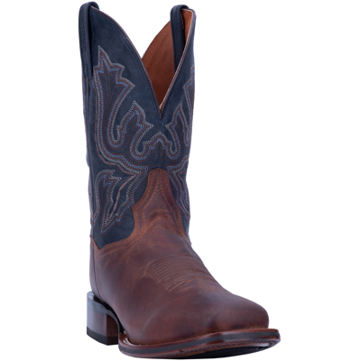 Pre-owned Dan Post Mens Dark Brown Cowboy Boots Leather Square Toe