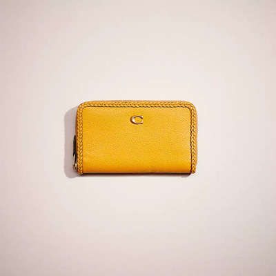 Coach Restored Medium Zip Around Wallet With Braid In Brass/buttercup
