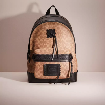 Coach Restored Academy Backpack In Signature Canvas With Whipstitch In Brown