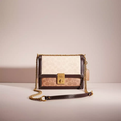 Coach Restored Hutton Shoulder Bag In Blocked Signature Canvas In Brass ...