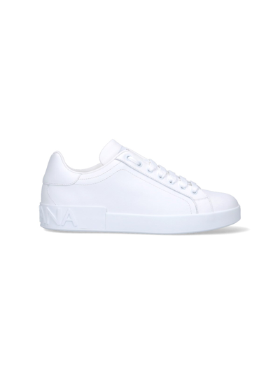 Dolce & Gabbana Portofino White Leather Sneakers