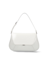 Amina Muaddi Women Black Leather Ami Shoulder Bag In White