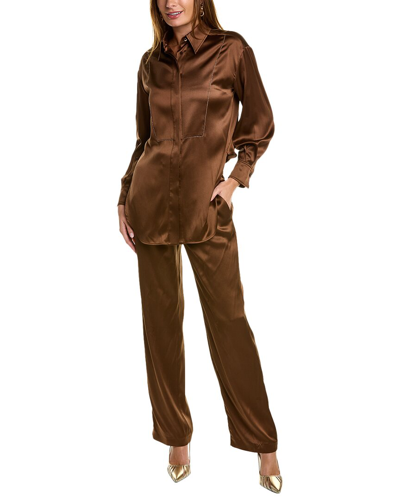 Brunello Cucinelli Silk-blend Jumpsuit In Brown