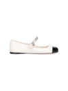 Miu Miu Ballerines En Cuir Vernis In Cream