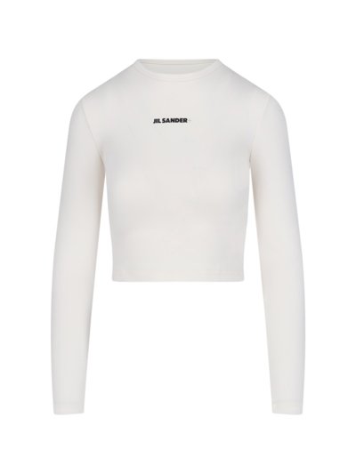 Jil Sander Logo Crop T-shirt In White