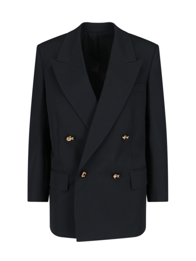 Bottega Veneta Knot Double-breasted Oversized Blazer Jacket In Black