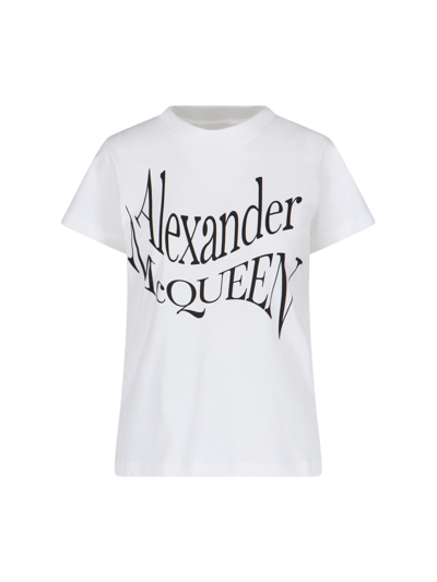 Alexander Mcqueen Logo印花棉t恤 In Grey