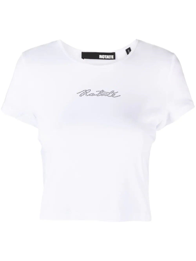 Rotate Birger Christensen Logo Crop T-shirt In White