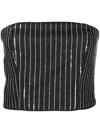 Rotate Birger Christensen Rotate Cropped Top With Sequined Stripes In Black  