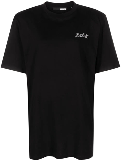 Rotate Birger Christensen Embroidered-logo Organic-cotton T-shirt In Black  