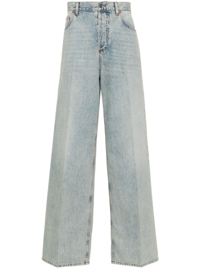 Valentino V Detail Denim Loose Jeans In Blue