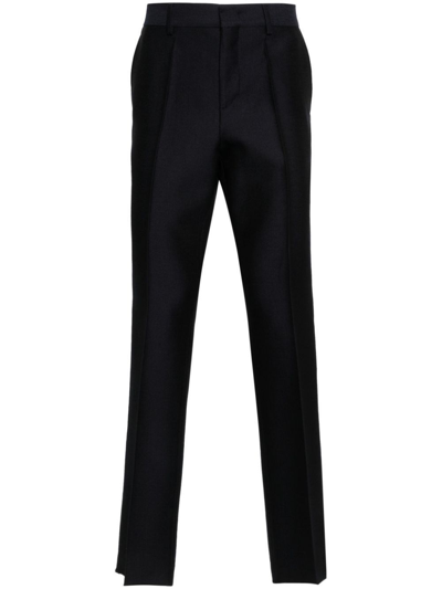 Valentino Wool And Mohair Formal Trousers  Black Wool In Nero