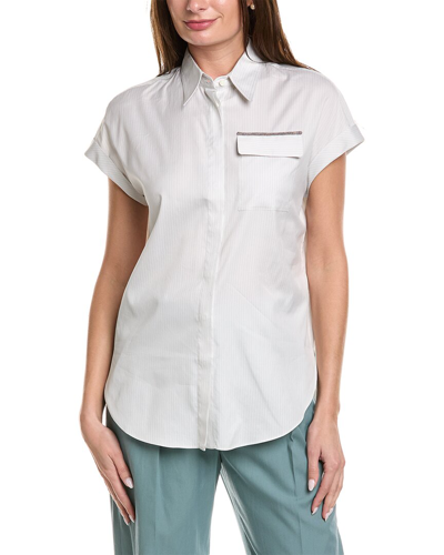 Brunello Cucinelli Silk-blend Shirt In White