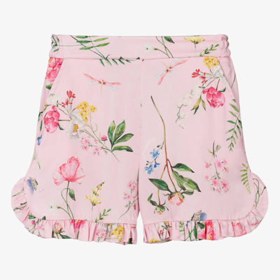 Monnalisa Chic Teen Girls Pink Floral Satin Shorts