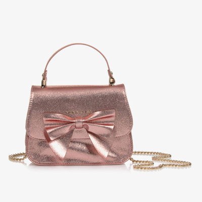 Monnalisa Kids' Girls Metallic Pink Bow Handbag (19cm)