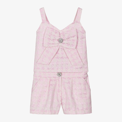 Mama Luma Babies' Girls Pink Houndstooth Shorts Set