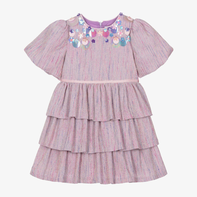 Eirene Babies'  Girls Lilac Purple Puff Sleeve Dress