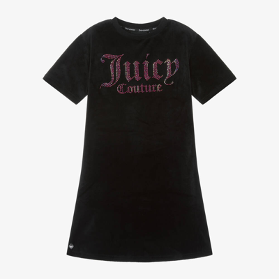 Juicy Couture Kids' Girls Black Velour Sparkle Dress