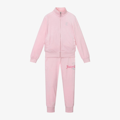 Juicy Couture Girls Almond Blossom Kids Brand-embellished Stretch-velour Tracksuit 7-16 Years In Cream
