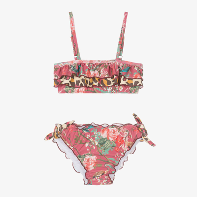 Olga Valentine Babies' Girls Pink Floral Frilly Bikini (upf50+)