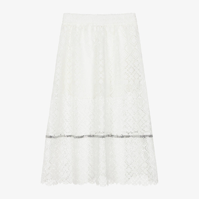 Elie Saab Kids' Girls White Cutwork & Diamanté Skirt