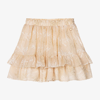 LE CHIC GIRLS BEIGE EMBROIDERED CHIFFON SKIRT