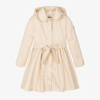 LE CHIC GIRLS BEIGE HOODED TRENCH COAT