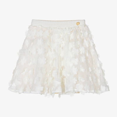 Le Chic Babies' Girls Ivory Chiffon Flower Skirt