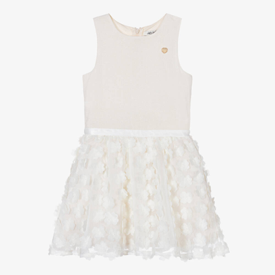 Le Chic Babies' Girls Ivory Chiffon Flower Dress