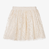 LE CHIC GIRLS IVORY LACE & FAUX PEARL SKIRT