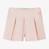 LE CHIC GIRLS PINK BROCADE PLEATED SHORTS