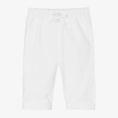 Mayoral Newborn Baby Boys White Cotton & Linen Trousers