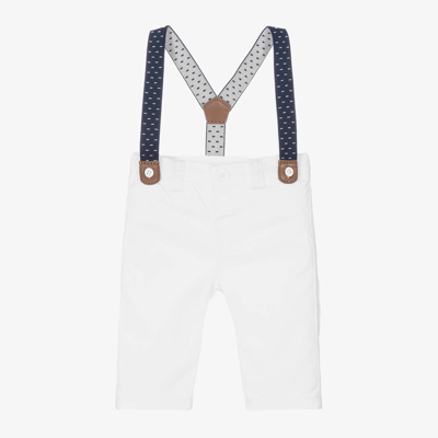 Mayoral Newborn Baby Boys White Cotton Trousers