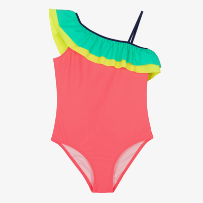 Sunuva Teen Girls Neon Pink Ruffle Swimsuit